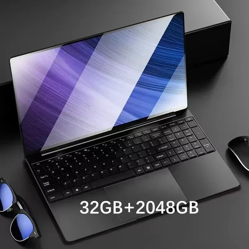 15.6" Portable Laptop Intel N5095 32GB Ram DDR4 2TB SSD Windows 11 Notebook Pc Gamer Office Computer with Backlit Fingerprint