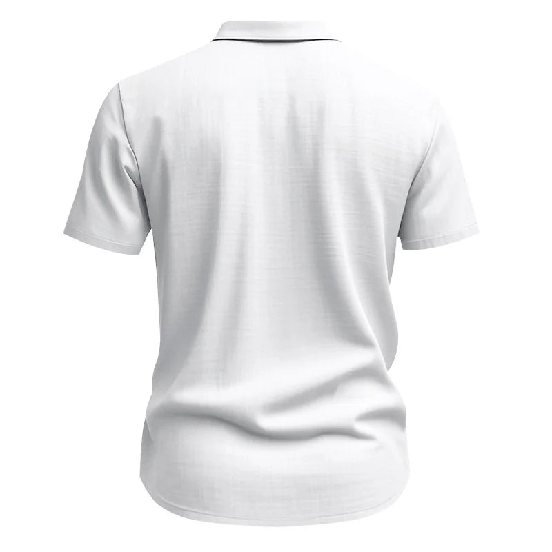 Men's Cotton Linen Short-Sleeved Shirt Summer Solid Color Stand-Up Collar Casual Beach Style plus Size S-5XL