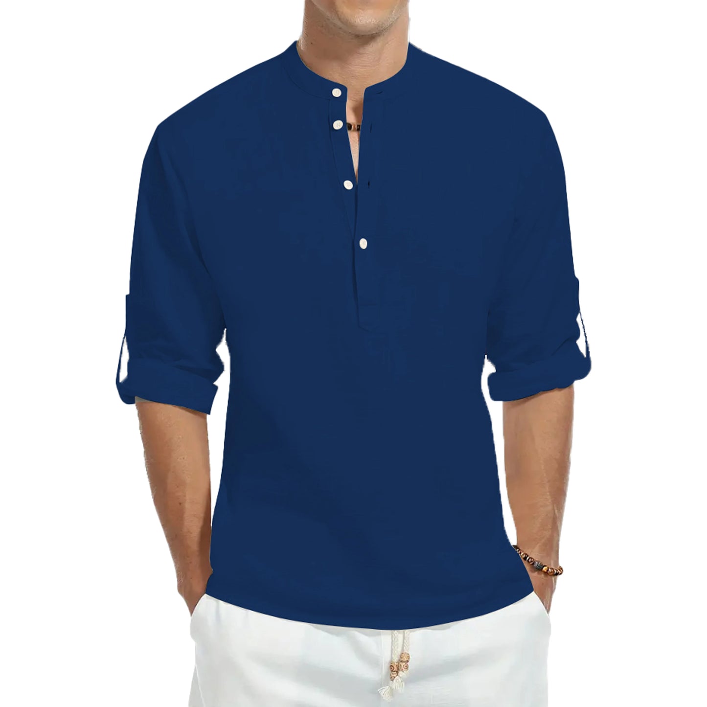 Lezser ingek, bő pamut férfi ingek, divatos állógalléros, egyszínű, hosszú ujjú pólók, csinos, karcsúsított felsők