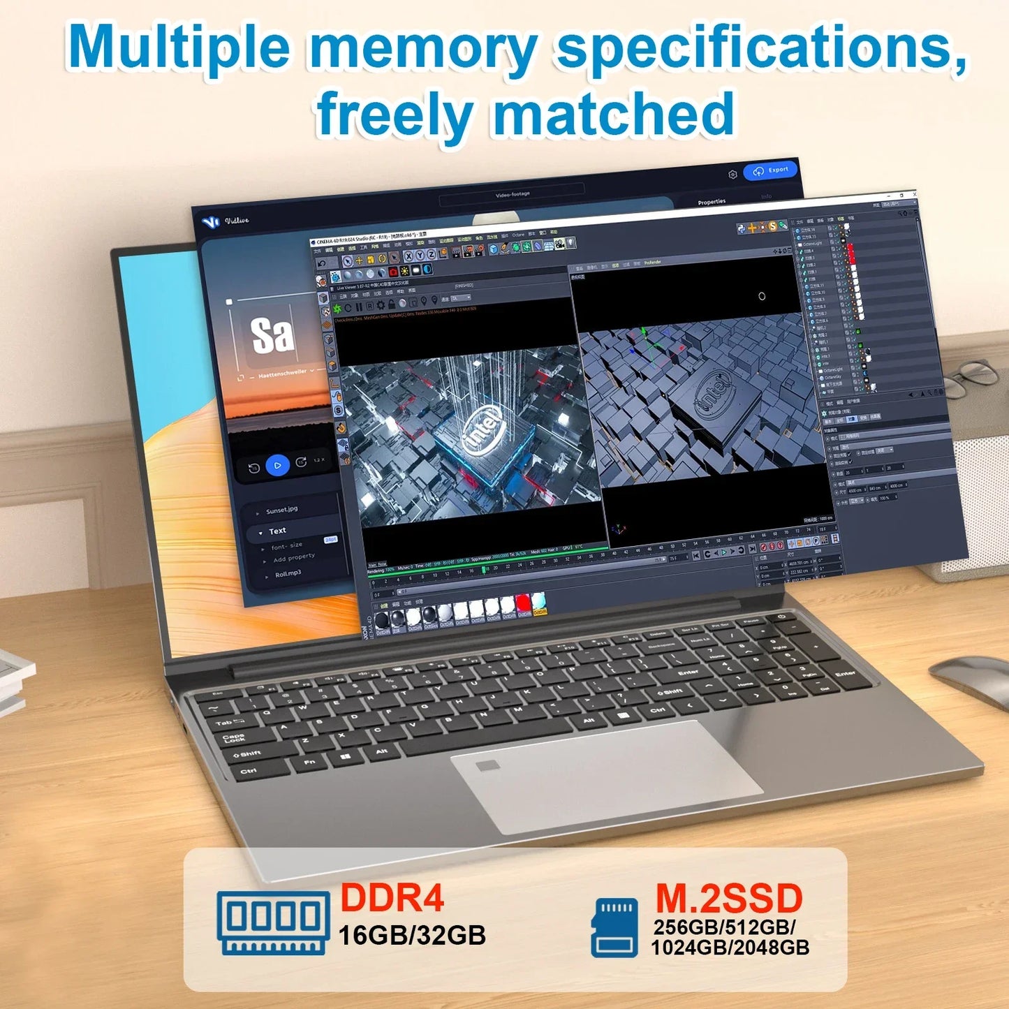 15.6 " Core i7 Laptop Intel 32GB RAM 2048GB SSD ROM 5000mAh Windows 11 Pro 1920x1080 FHD Portable Office Entertainment Laptop