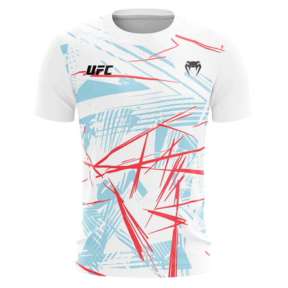 UFC Casual Streetwear Men T-Shirts 2025 New Fashion Line Striped Colorful 3D Print Short Sleeve Tops Male Sports MMA Fitness Tee