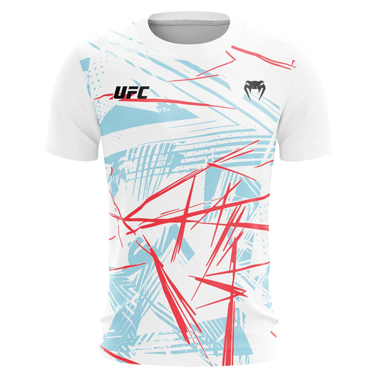 UFC Casual Streetwear Men T-Shirts 2025 New Fashion Line Striped Colorful 3D Print Short Sleeve Tops Male Sports MMA Fitness Tee