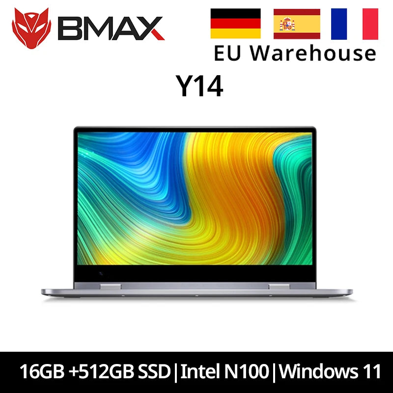 BMAX Y14 laptop 14 hüvelykes notebook Windows 11 16 GB RAM LPDDR5 512 GB SSD 1920*1080 IPS Intel N100 laptopok C típusú számítógép