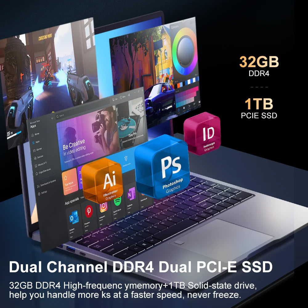 16 hüvelykes laptop, 13. generációs Intel i7-13620H processzorral, 32 GB DDR4 + 1 TB SSD-vel, 2,5K IPS technológiával, 120 Hz-es arcfelismeréses notebook, WiFi6, gamer számítógép