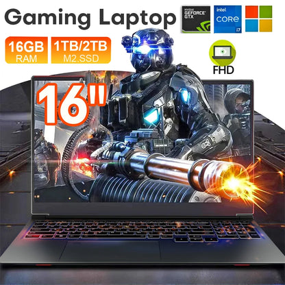 16"-os gamer laptop Intel Core i7-6700HQ GTX 1060 Notebook PC 120Hz Full HD IPS 16GB DDR4 1TB SSD Windows 11 Gamer Laptop